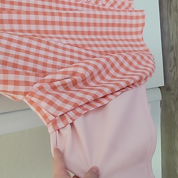 Torrid Pink Plaid Midi Seersucker Button Front Dress - Picture 7 of 12